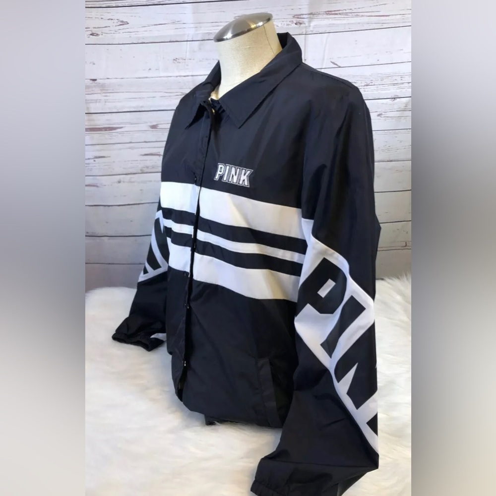 VICTORIAS SECRET PINK BLACK SHERPA LINED ANORAK WINDBREAKER COAT JACKET Sz M - Picture 5 of 15